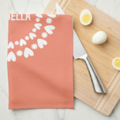 Naam bloemen en harten theedoek (Quarter Fold)