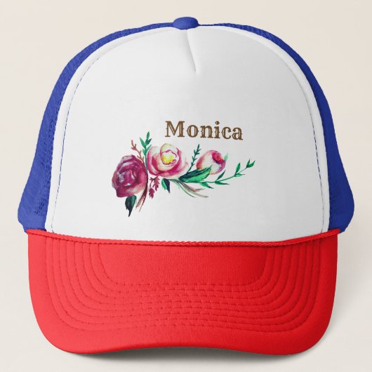 Naam, Bloemen Trucker Hoed Pet (Voorkant)