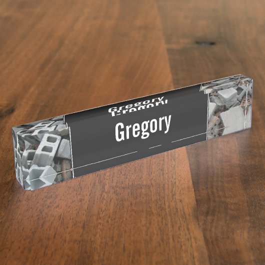 Naam + Blokken & blokken Demolitie Rubberen puin Naambordje (Zijkant)