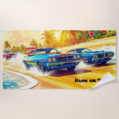 Naam, Blue Muscle Cars op Sandy Strandlaken (Voorkant)