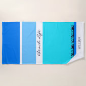 Naam Blue Ocean Stripes Chic Strandlaken (Voorkant)