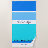 Naam Blue Ocean Stripes Chic Strandlaken (Voorkant)