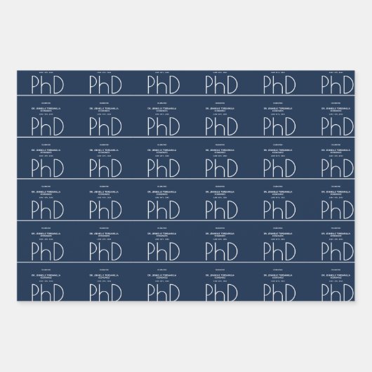 Naam Blue PhD Graduation Party Inpakpapier Vel (Voorkant)