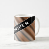 Naam + Blurry Rustic Geïnspireerde Stripes Pattern Koffiemok (Voorkant rechts)