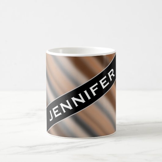 Naam + Blurry Rustic Geïnspireerde Stripes Pattern Koffiemok (Center)