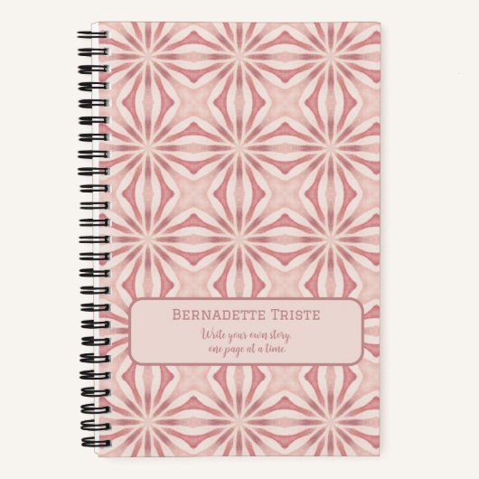 Naam Blush Pink Abstract Floral Chic  Girly Notitieboek (Voorkant)