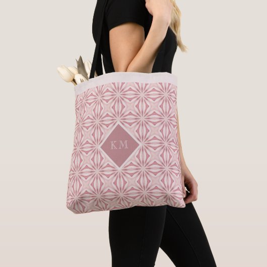 Naam Blush Pink Abstract Floral Chic Girly Tote Bag (Dichtbij)