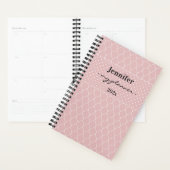 Naam, Blush Roze Tralie & Stippen Spiraal Planner (Display)