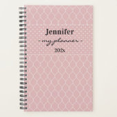 Naam, Blush Roze Tralie & Stippen Spiraal Planner (Voorkant)
