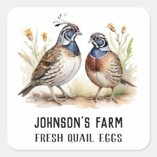 Naam boerderij   Krans   Kwarteleieren      Vierkante Sticker