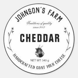 Naam boerderij | Wreath | Geitenmelk | VINTAGE Ronde Sticker