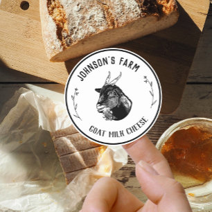 Naam boerderij   Wreath   Geitenmelk   VINTAGE   Ronde Sticker