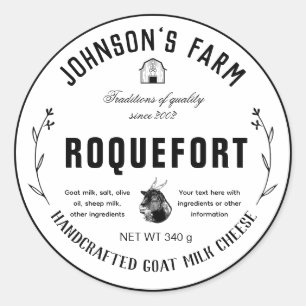 Naam boerderij   Wreath   Geitenmelk   VINTAGE   Ronde Sticker