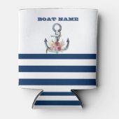 Naam boot,Anchor Flowers Navy Blue Stripes Blikjeskoeler (Voorkant)