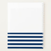 Naam boot,Anchor Flowers Navy Blue Stripes Planner (Achterkant)