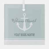Naam boot Anchor Nautical Glas Ornament (Voorkant)