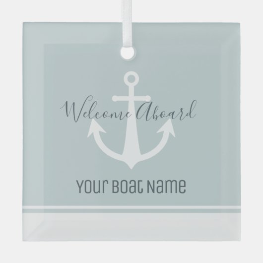 Naam boot Anchor Nautical Glas Ornament (Voorkant)