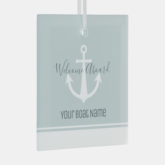 Naam boot Anchor Nautical Glas Ornament (Voorkant Rechts)