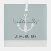 Naam boot Anchor Nautical Glas Ornament (Achterkant)