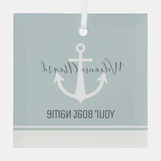 Naam boot Anchor Nautical Glas Ornament (Achterkant)