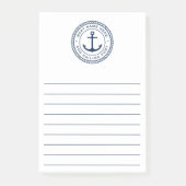Naam boot en thuishaven nautisch anker post-it® notes (Voorkant)