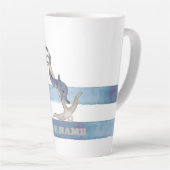 Naam boot,Lichte blauwe strepen voor anker dolfijn Latte Mok (Rechterhoek)