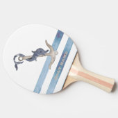 Naam boot,Lichte blauwe strepen voor anker dolfijn Tafeltennisbatje (Zijkant)