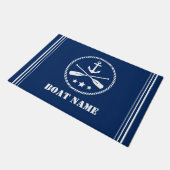 Naam boot Nautical Anchor & Crossed Oars Navy Blue Deurmat (Schuin)