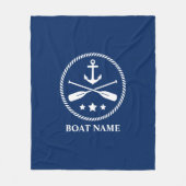 Naam boot Nautical Anchor & Crossed Oars Navy Fleece Deken (Voorkant)