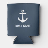 Naam boot Nautical  Anchor Grey Blue Blikjeskoeler (Voorkant)