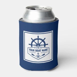 Naam boot Nautical Anchor Oars Helm Navy Blue Blikjeskoeler