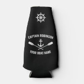 Naam boot Nautical Anchor Oars & Ships Wheel Black Flesjeskoeler (Voorkant)