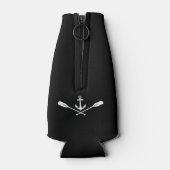Naam boot Nautical Anchor Oars & Ships Wheel Black Flesjeskoeler (Achterkant)