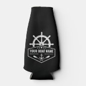 Naam boot Nautical Anchor Oars & Ships Wheel Black Flesjeskoeler (Voorkant)