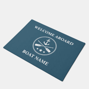 Naam boot Nautical Anchor & Oars Welcome Aboard Deurmat