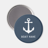 Naam boot Nautical  Anchor Ocean Grey Blue Magneet (Voorkant / Achterkant)