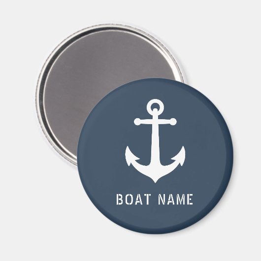 Naam boot Nautical Anchor Ocean Grey Blue Magneet (Voorkant / Achterkant)