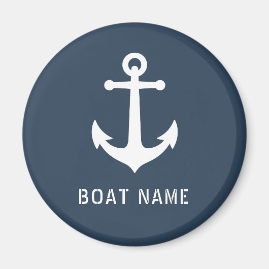 Naam boot Nautical  Anchor Ocean Grey Blue Magneet (Voorkant)