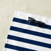 Naam boot Nautical Anchor Stars Stripes Navy Blue Strandlaken (In situ)