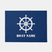Naam boot Nautical Ships Wheel Helm Navy Blue Deurmat (Voorkant)