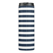 Naam boot Navy Blauwe Streep Zeeanker Thermosbeker (Achterkant)