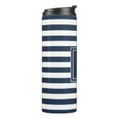 Naam boot Navy Blue Stripe Nautical Anchor Thermosbeker (Gedraaid links)