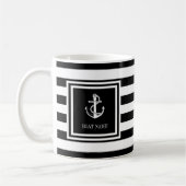 Naam boot zwart-wit gestreepd anker koffiemok (Links)