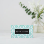 Naam Bord - Damask - Aqua Visitekaartje (Staand voorkant)