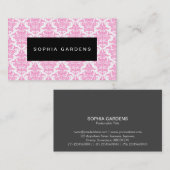 Naam Bord - Damask - Roze Visitekaartje (Voorkant / Achterkant)