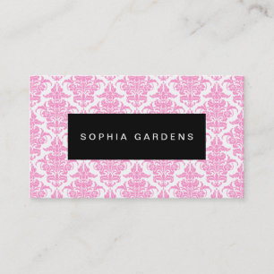 Naam Bord - Damask - Roze Visitekaartje