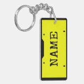 naam Bord Geel en zwart Sleutelhanger (Voorkant Links)
