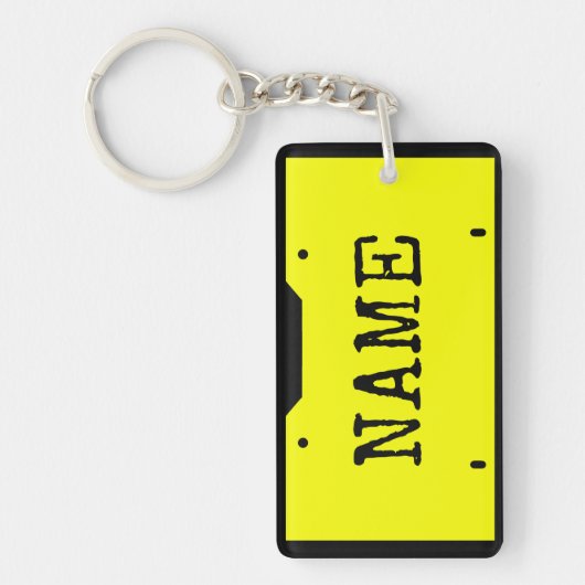 naam Bord Geel en zwart Sleutelhanger (Voorkant)