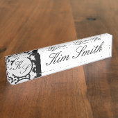 Naam Bord Leopard Afdrukmonogram Afdrukmonogram Zw Naambordje (Zijkant)