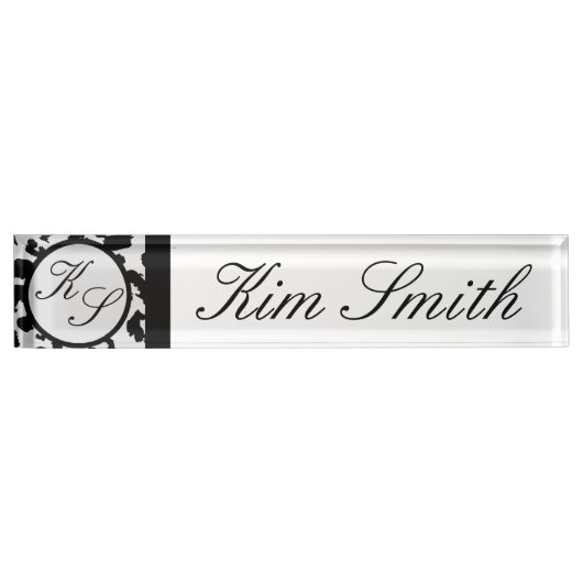 Naam Bord Leopard Afdrukmonogram Afdrukmonogram Zw Naambordje (Voorkant)